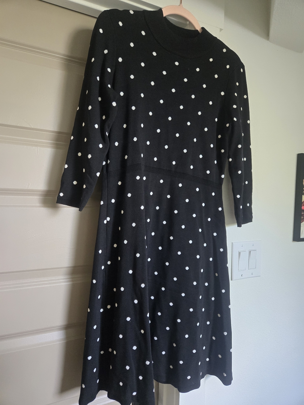 Julia Jordan Black & White Polka Dot Knit Midi Dress M